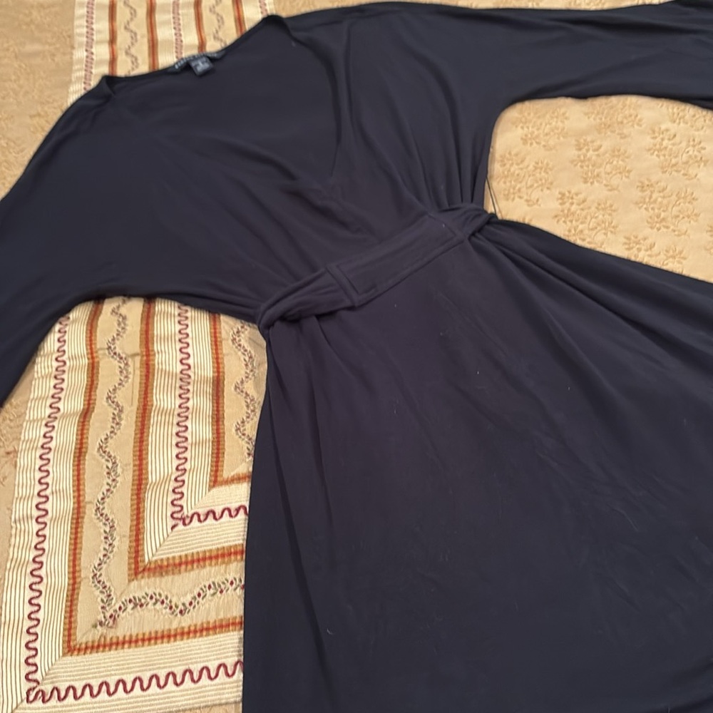 Banana Republic Elegant Navy Blue Dress, tie waist, V-neck, rayon blend, S